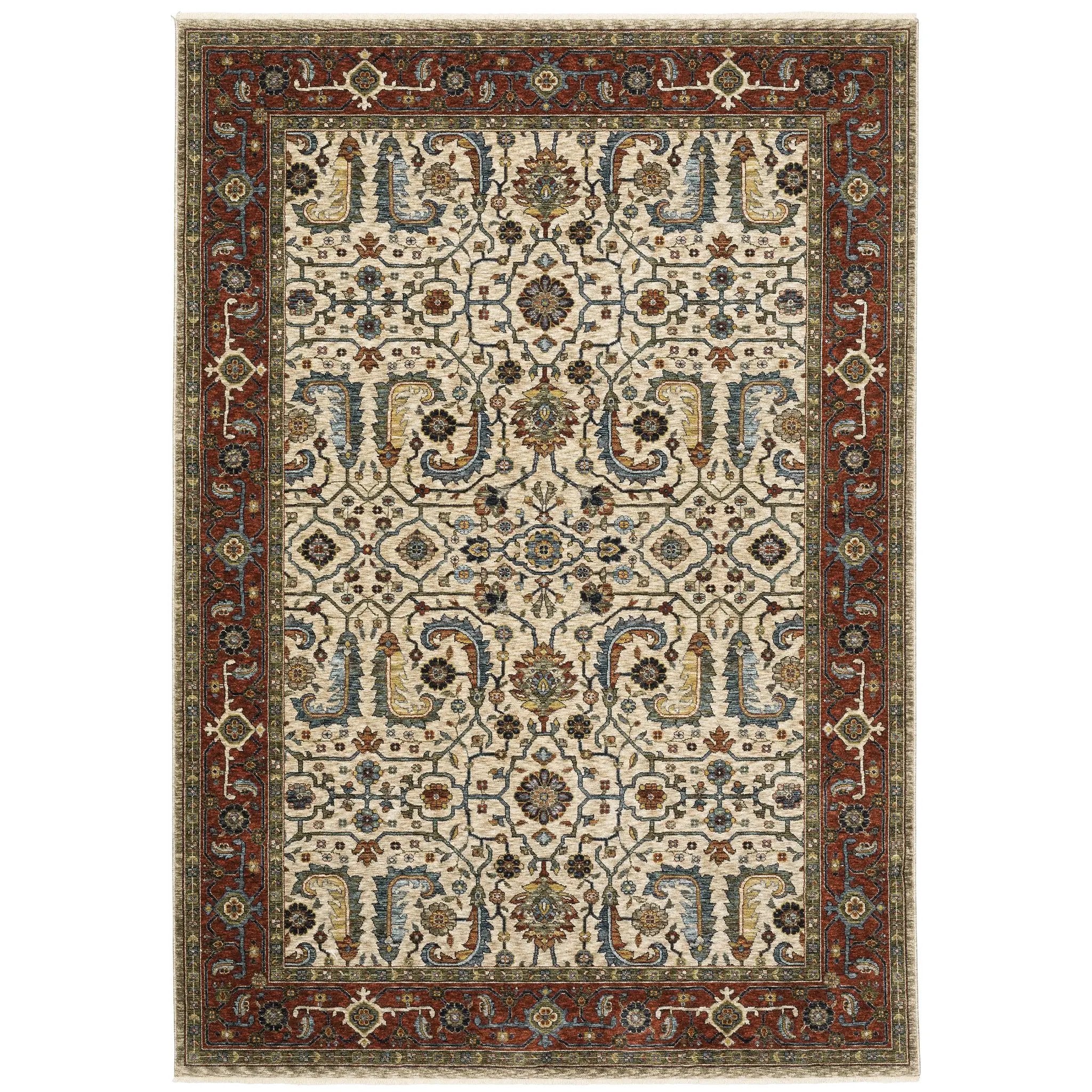 Aberdeen 144D1 Ivory/ Red Area Rug by Oriental Weavers