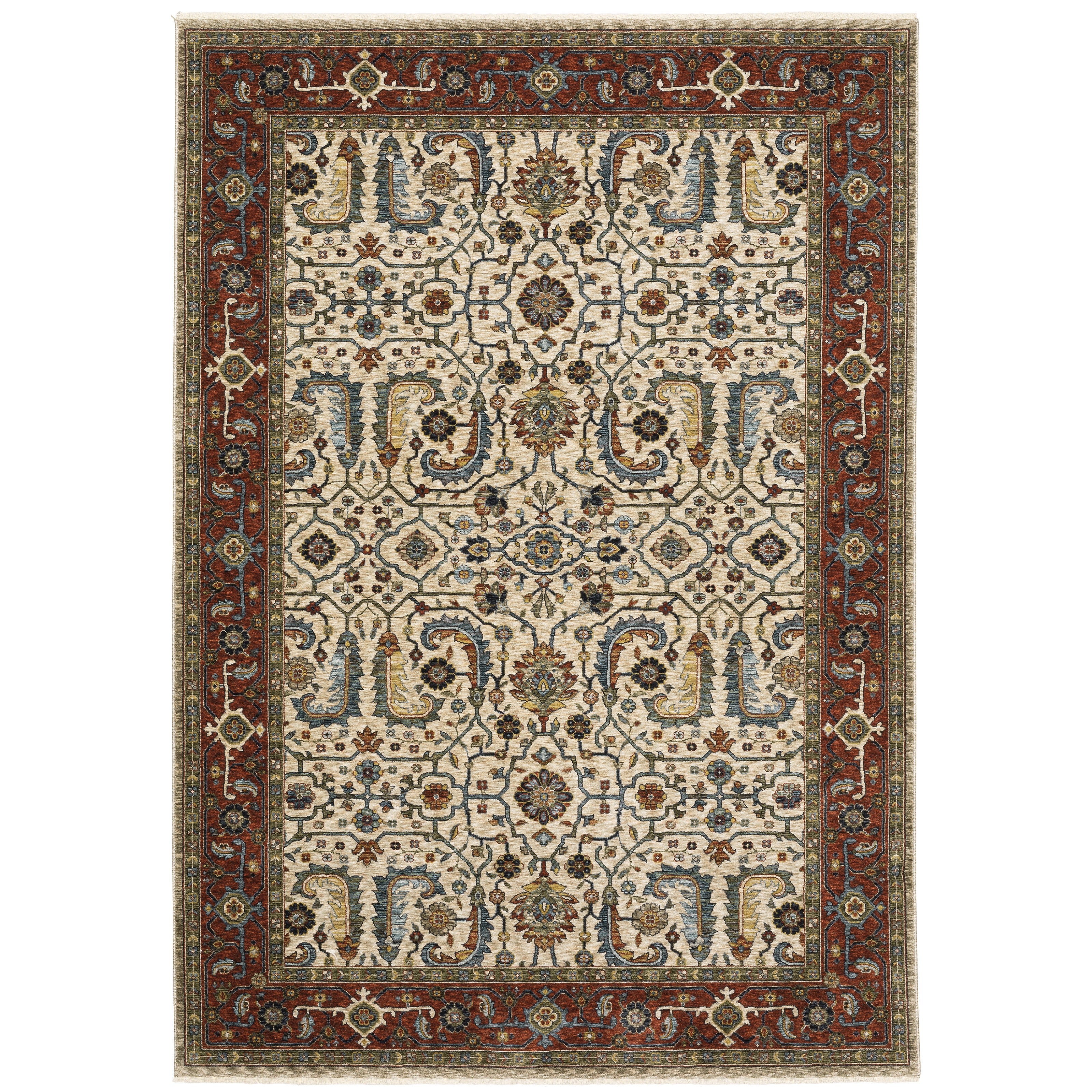 Aberdeen 144D1 Ivory/ Red Traditional Area Rug by Oriental Weavers