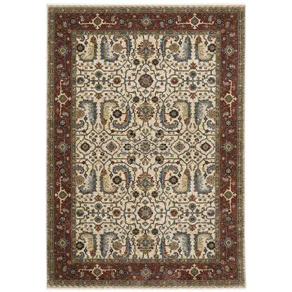 Aberdeen 144D1 Ivory/ Red Traditional Area Rug by Oriental Weavers