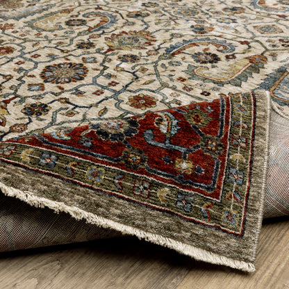 Aberdeen 144D1 Ivory/ Red Traditional Area Rug by Oriental Weavers