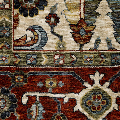 Aberdeen 144D1 Ivory/ Red Traditional Area Rug by Oriental Weavers