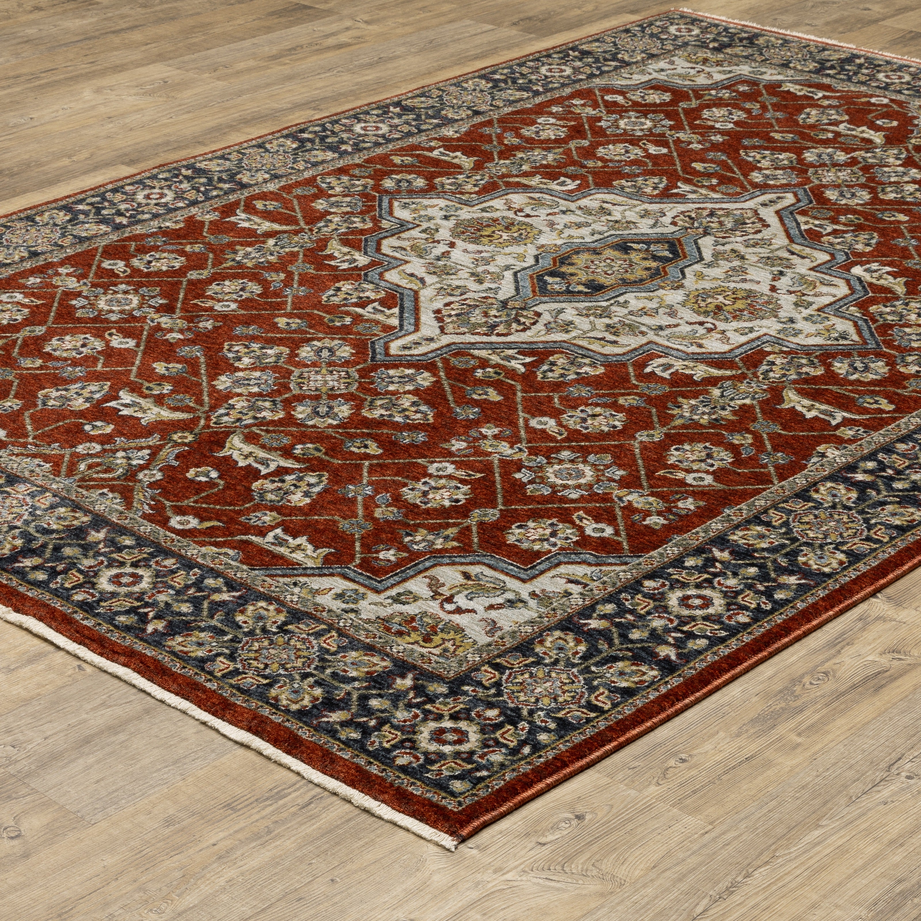 Aberdeen 4151R Red/ Blue Traditional Area Rug by Oriental Weavers