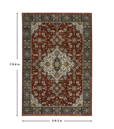 Aberdeen 4151R Red/ Blue Traditional Area Rug by Oriental Weavers