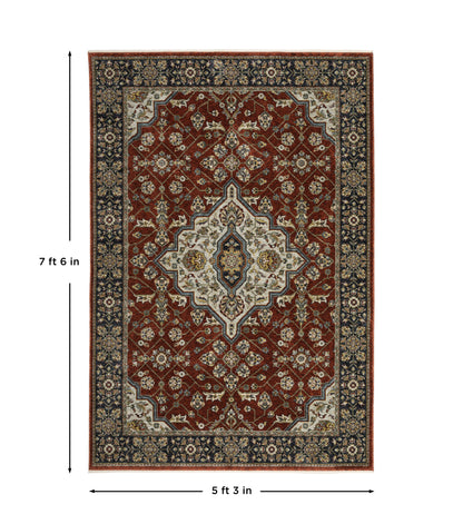 Aberdeen 4151R Red/ Blue Traditional Area Rug by Oriental Weavers