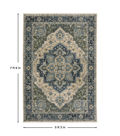Aberdeen 051G1 Blue/ Tan Traditional Area Rug by Oriental Weavers
