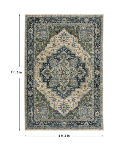 Aberdeen 051G1 Blue/ Tan Traditional Area Rug by Oriental Weavers