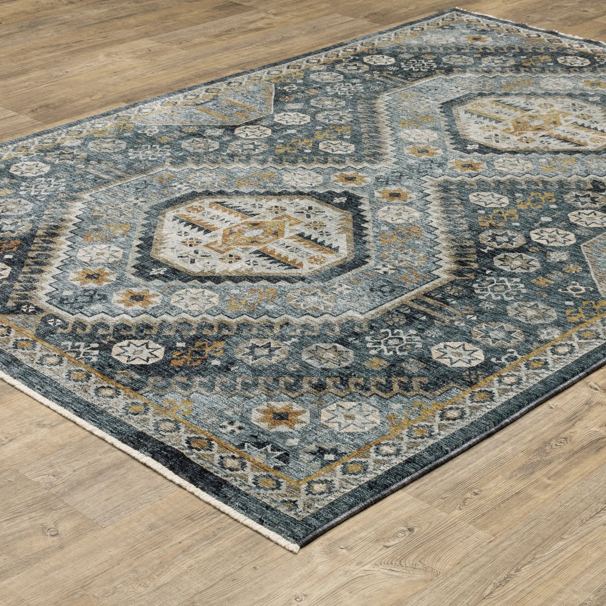Aberdeen 7150B Blue/ Gold Area Rug by Oriental Weavers