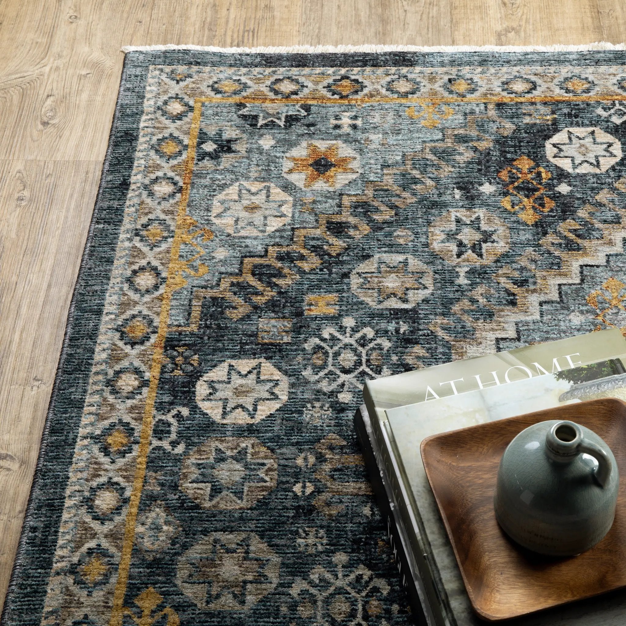 Aberdeen 7150B Blue/ Gold Area Rug by Oriental Weavers