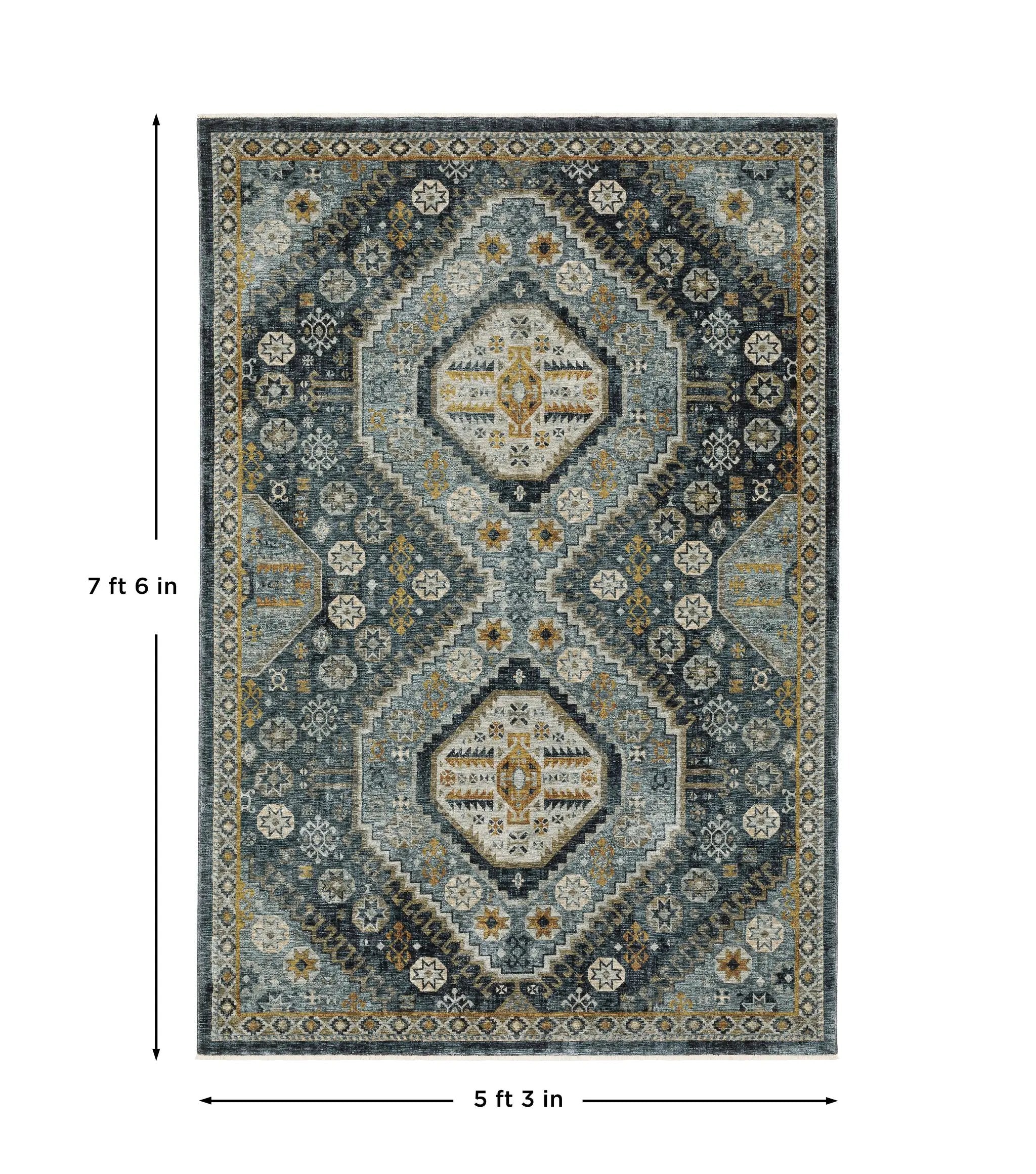 Aberdeen 7150B Blue/ Gold Area Rug by Oriental Weavers