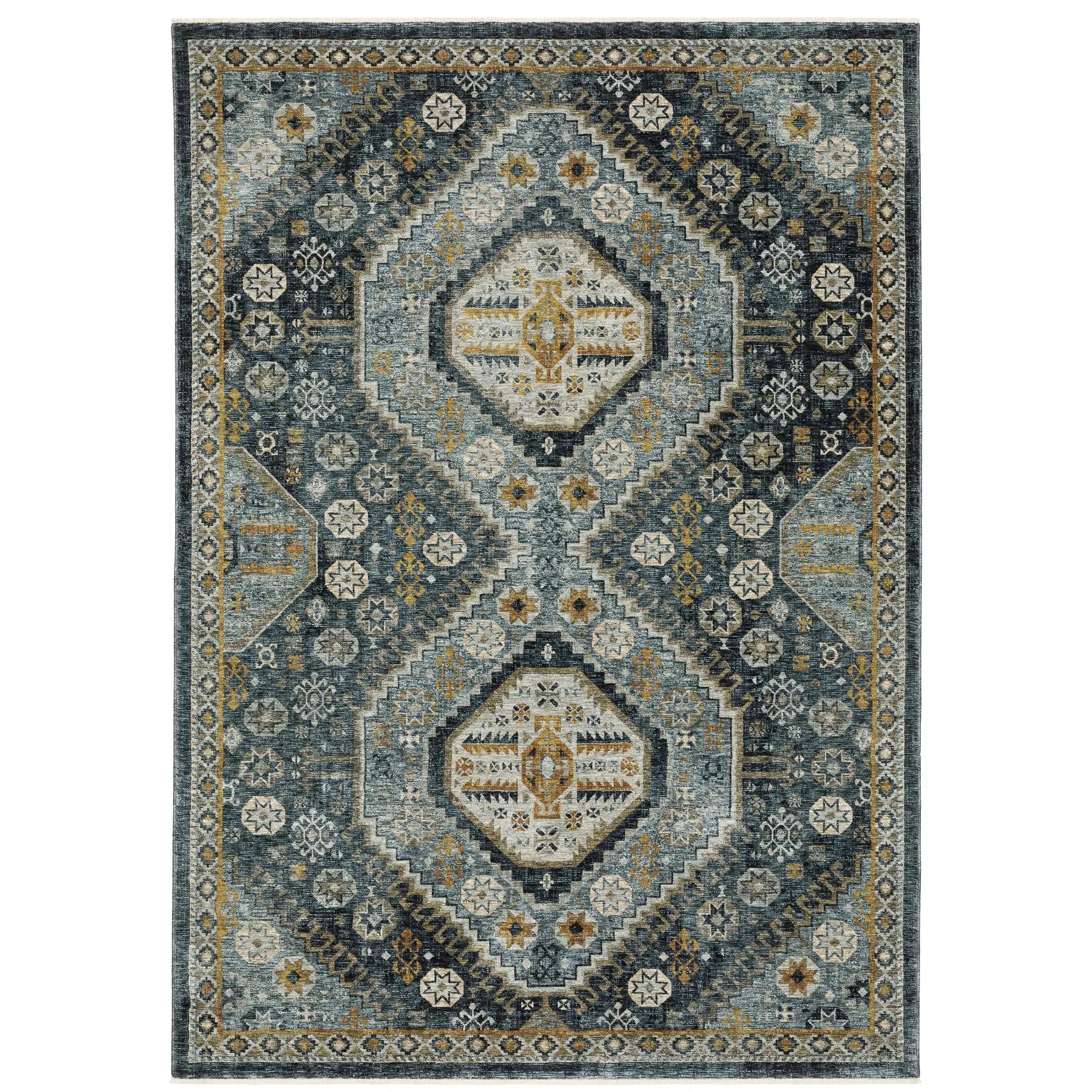 Aberdeen 7150B Blue/ Gold Area Rug by Oriental Weavers