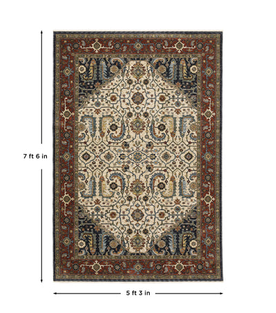 Aberdeen 752W1 Ivory/ Red Traditional Area Rug by Oriental Weavers