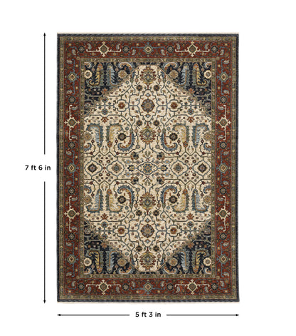 Aberdeen 752W1 Ivory/ Red Traditional Area Rug by Oriental Weavers