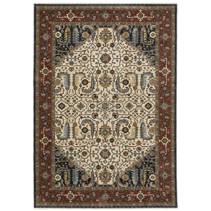 Aberdeen 752W1 Ivory/ Red Traditional Area Rug by Oriental Weavers