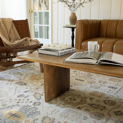 Acacia ACA11 Beige/Gold classic area rug with warm beige and gold tones, traditional pattern, wool nylon construction, and cotton fringe.