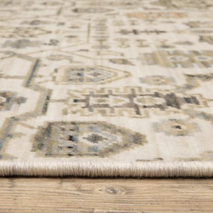 Acacia ACA16 Ivory/Gold elegant traditional area rug with refined ivory and gold palette, subtle accent colors, and cotton fringe.