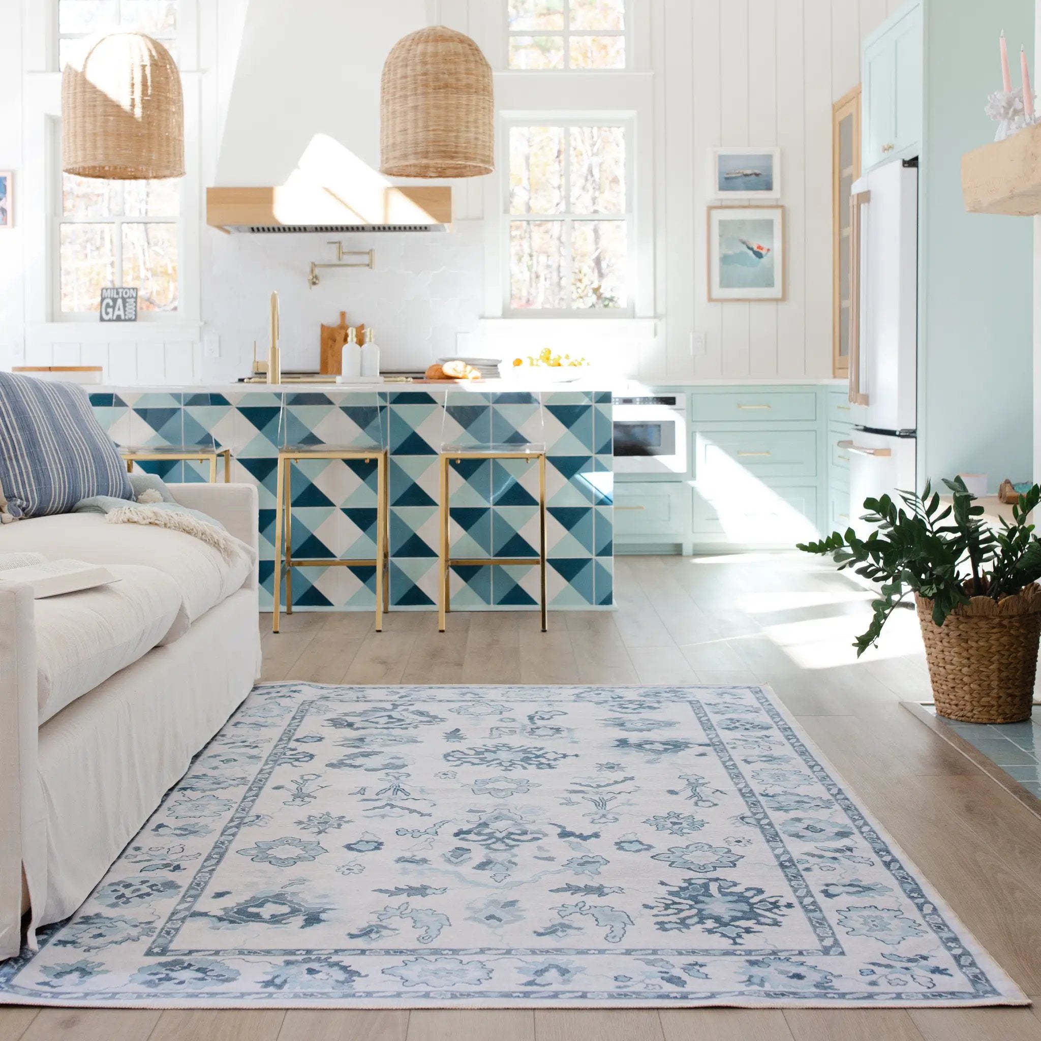 Addison ADD02 Ivory/ Blue Area Rug by Oriental Weavers