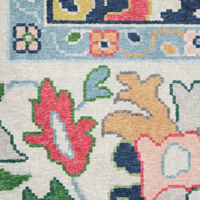 Addison ADD03 Blue/Multi Area Rug, washable Oushak-inspired blue multi area rug with printed pattern and low-profile design.