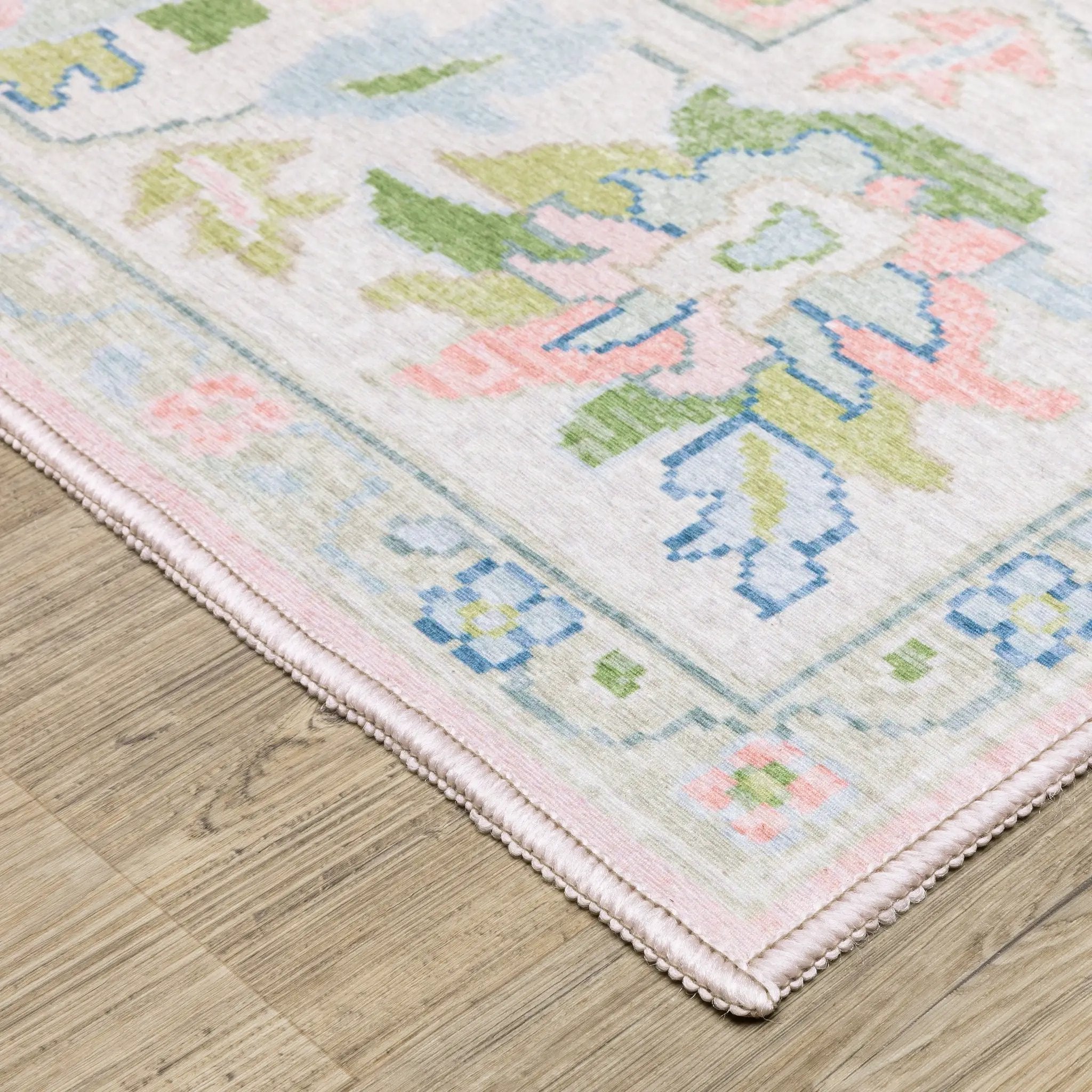 Addison ADD04 Pink/ Green Area Rug by Oriental Weavers