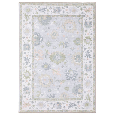 Addison ADD06 Blue/Green Area Rug, washable blue green area rug with classic Oushak-inspired printed pattern and low-profile construction.