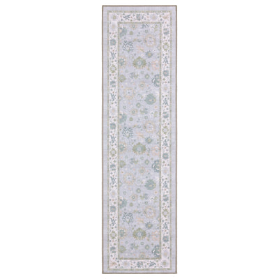 Addison ADD06 Blue/Green Area Rug, washable blue green area rug with classic Oushak-inspired printed pattern and low-profile construction.