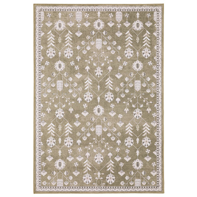 Addison ADD07 Brown/Ivory Area Rug, washable brown ivory area rug with traditional Oushak-inspired printed detailing and low-profile design.