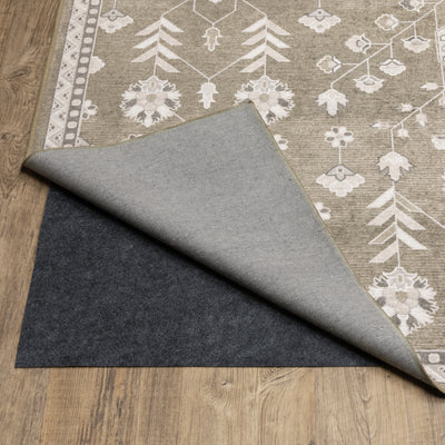 Addison ADD07 Brown/Ivory Area Rug, washable brown ivory area rug with traditional Oushak-inspired printed detailing and low-profile design.