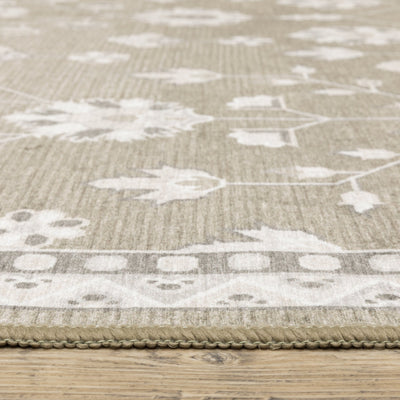 Addison ADD07 Brown/Ivory Area Rug, washable brown ivory area rug with traditional Oushak-inspired printed detailing and low-profile design.