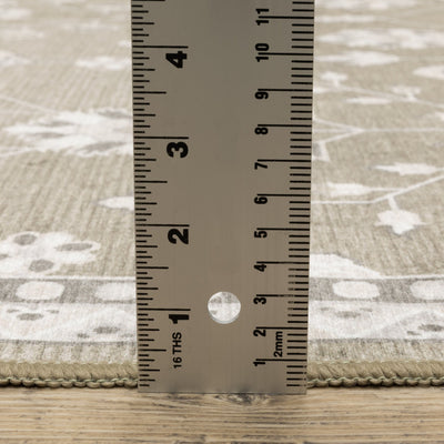 Addison ADD07 Brown/Ivory Area Rug, washable brown ivory area rug with traditional Oushak-inspired printed detailing and low-profile design.