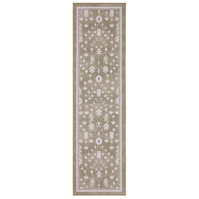 Addison ADD07 Brown/Ivory Area Rug, washable brown ivory area rug with traditional Oushak-inspired printed detailing and low-profile design.