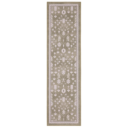 Addison ADD07 Brown/Ivory Area Rug, washable brown ivory area rug with traditional Oushak-inspired printed detailing and low-profile design.