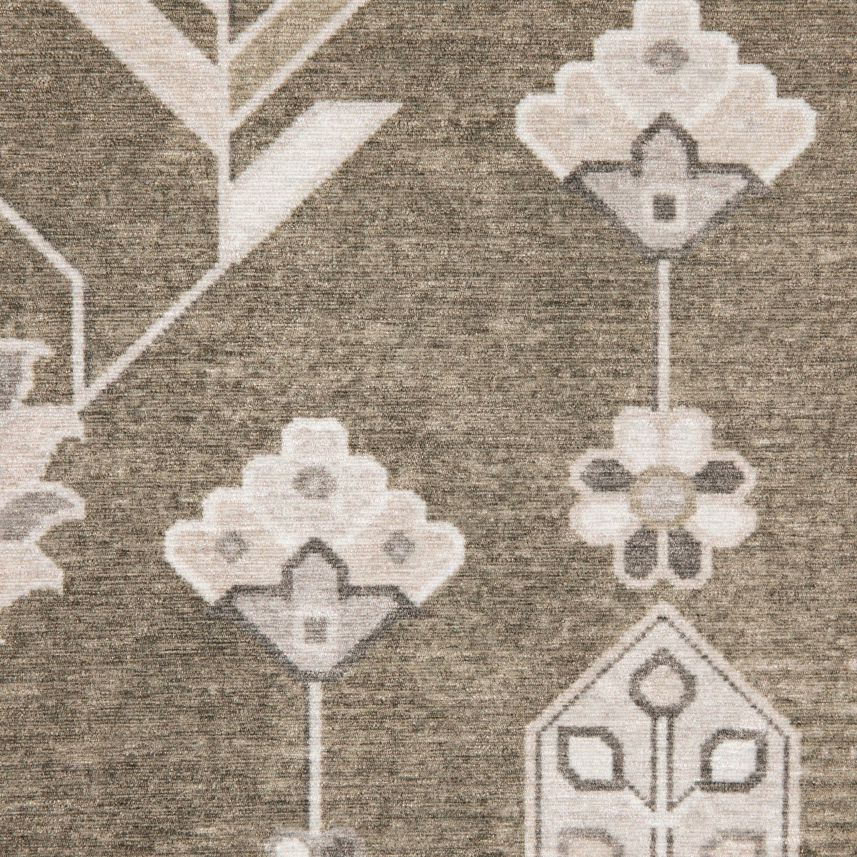 Addison ADD07 Brown/Ivory Area Rug, washable brown ivory area rug with traditional Oushak-inspired printed detailing and low-profile design.