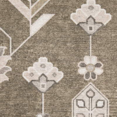 Addison ADD07 Brown/Ivory Area Rug, washable brown ivory area rug with traditional Oushak-inspired printed detailing and low-profile design.