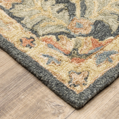 Alfresco 28401 Green/Blue Area Rug, Bohemian green blue wool area rug with space-dyed texture and relaxed sun-washed pattern.