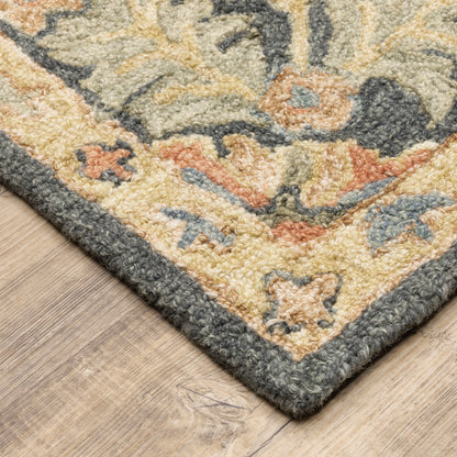 Alfresco 28401 Green/Blue Area Rug, Bohemian green blue wool area rug with space-dyed texture and relaxed sun-washed pattern.