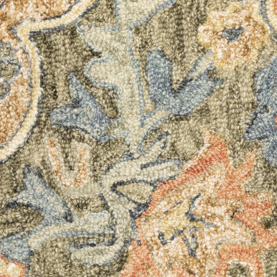 Alfresco 28401 Green/Blue Area Rug, Bohemian green blue wool area rug with space-dyed texture and relaxed sun-washed pattern.