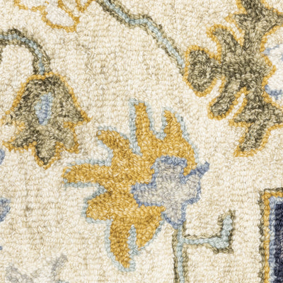 Alfresco 28402 Blue/Ivory Area Rug, Bohemian blue ivory wool area rug with handcrafted looped pile and vintage sun-washed accents.