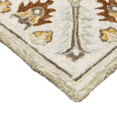 Alfresco 28403 Ivory/Beige Area Rug, Bohemian ivory beige wool area rug with textured pile and subtle sun-washed design.