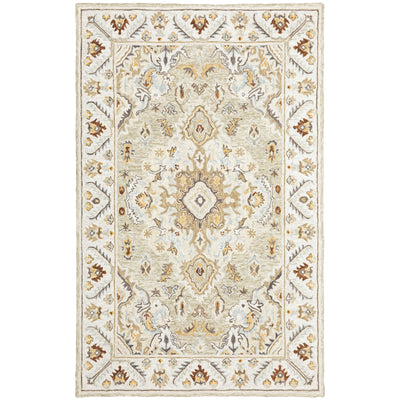 Alfresco 28403 Ivory/Beige Area Rug, Bohemian ivory beige wool area rug with textured pile and subtle sun-washed design.