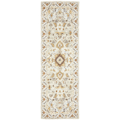 Alfresco 28403 Ivory/Beige Area Rug, Bohemian ivory beige wool area rug with textured pile and subtle sun-washed design.