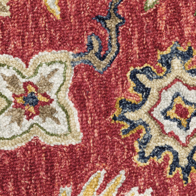 Alfresco 28404 Red/Blue Area Rug, Bohemian red, blue wool area rug with space-dyed texture and sun-washed vintage-style pattern.