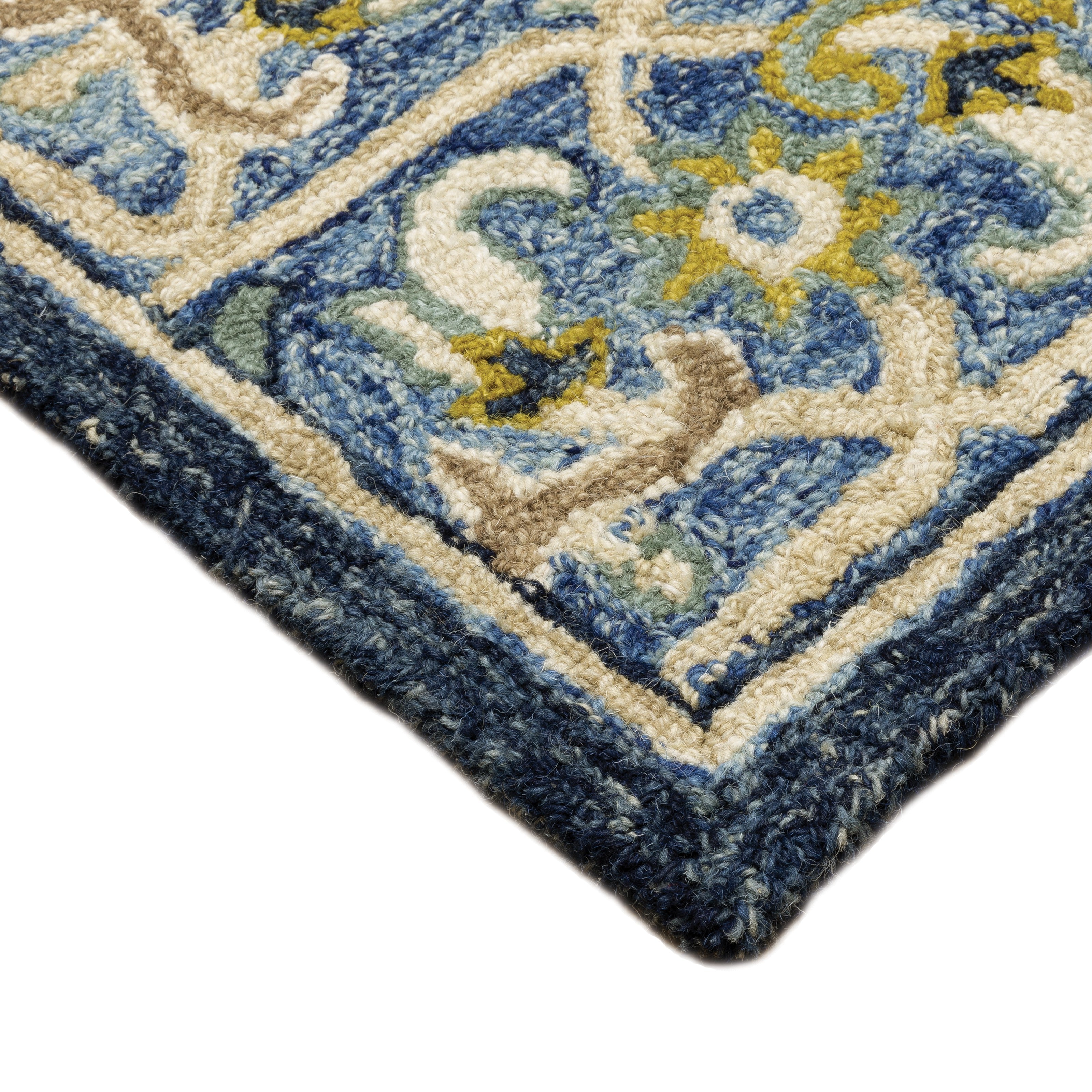Alfresco 28405 Navy/Blue Area Rug, Bohemian navy-blue wool area rug with space-dyed texture and layered vintage-inspired color.