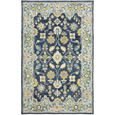 Alfresco 28405 Navy/Blue Area Rug, Bohemian navy-blue wool area rug with space-dyed texture and layered vintage-inspired color.