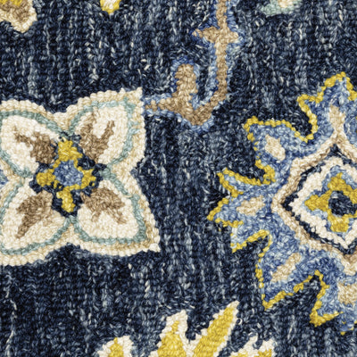 Alfresco 28405 Navy/Blue Area Rug, Bohemian navy-blue wool area rug with space-dyed texture and layered vintage-inspired color.
