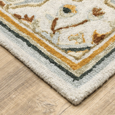 Alfresco 28407 Ivory/Charcoal Area Rug, Bohemian ivory charcoal wool area rug with textured looped pile and sun-washed accent tones.