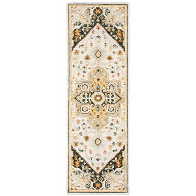 Alfresco 28407 Ivory/Charcoal Area Rug, Bohemian ivory charcoal wool area rug with textured looped pile and sun-washed accent tones.