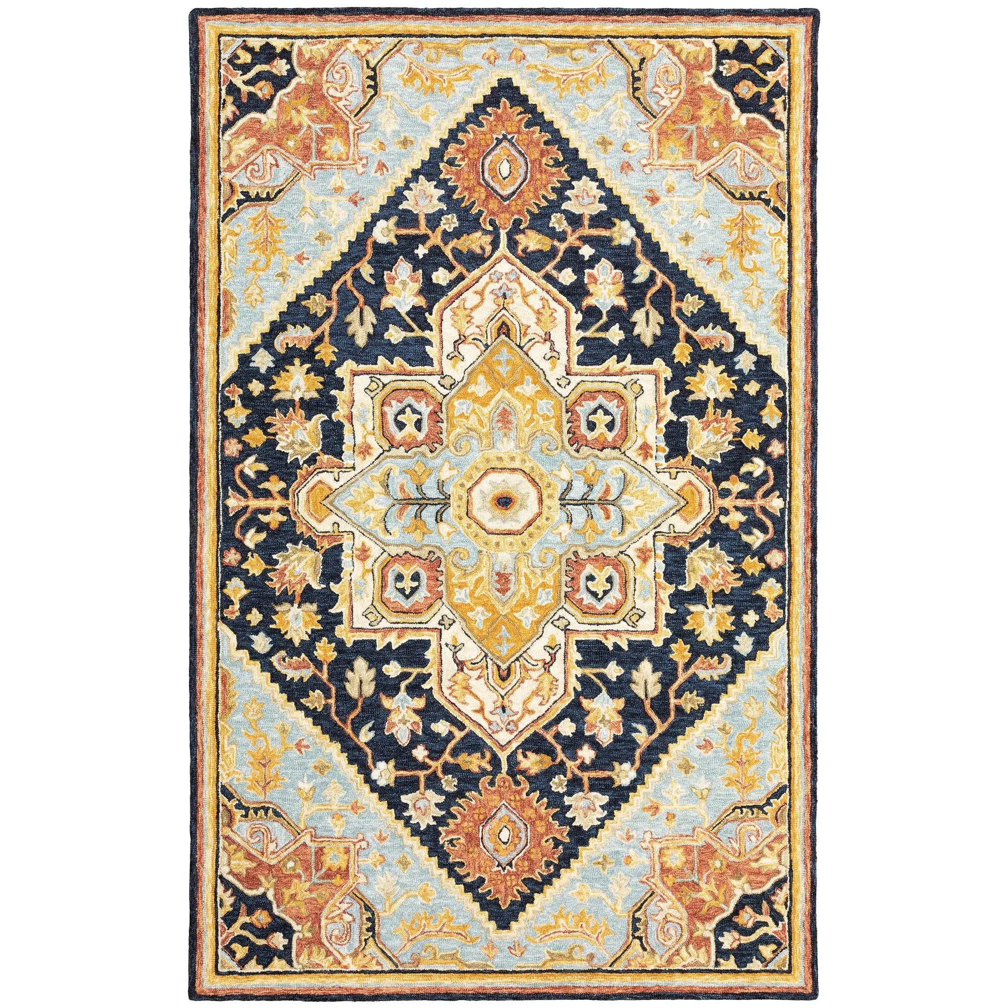 Alfresco 28408 Navy/ Rust Area Rug by Oriental Weavers