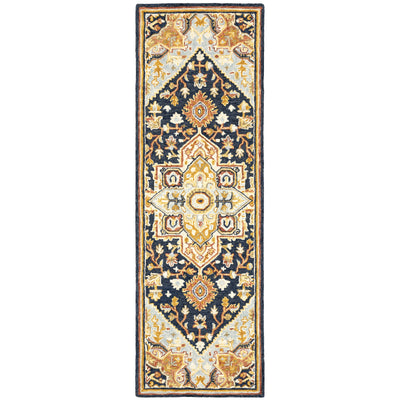 Alfresco 28408 Navy/Rust Area Rug, Bohemian navy rust wool area rug with handcrafted texture and warm vintage-inspired color.