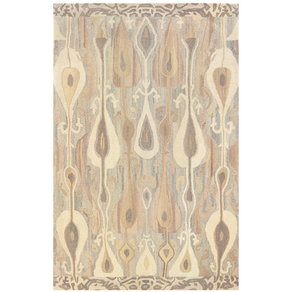 Anastasia 68000 Grey/Beige Area Rug, handmade grey, beige wool area rug with woven textile pattern and ikat-inspired motifs.