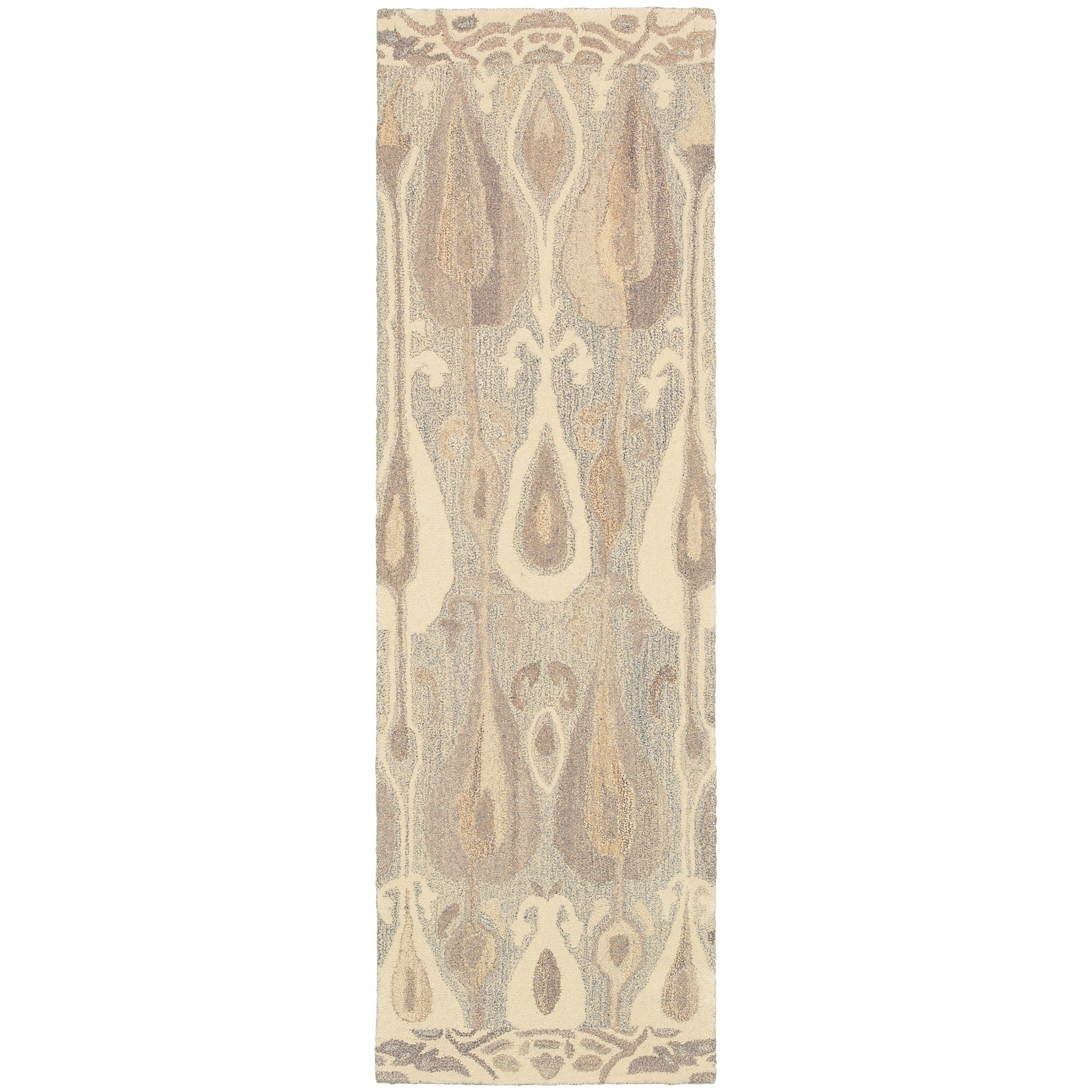 Anastasia 68000 Grey/Beige Area Rug, handmade grey, beige wool area rug with woven textile pattern and ikat-inspired motifs.