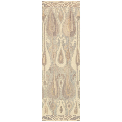 Anastasia 68000 Grey/Beige Area Rug, handmade grey, beige wool area rug with woven textile pattern and ikat-inspired motifs.